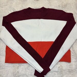 Urban Outfitters Burgundy, White, and Orange Sweater
